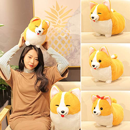 Catkoo Peluche de perro Corgi de pie con moño de peluche, ideal para decoración de sofá, regalo perfecto para Navidad de Año Nuevo, San Valentín