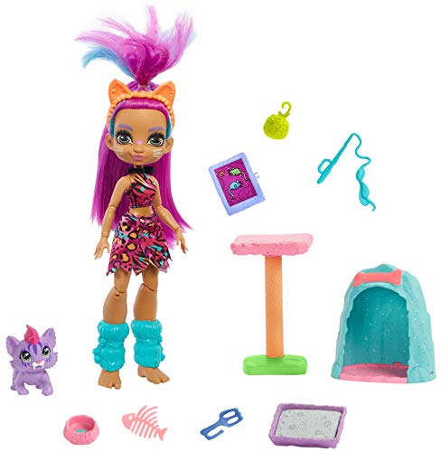 Cave Club Wild About Cats con muñeca, mascota y accesorios para niños y niñas +4 años (Mattel GNL95)