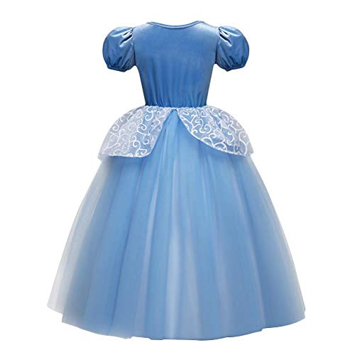 Cenicienta Disfraz Carnaval Traje de Princesa Vestido Niña Cinderella Dress Halloween Costume Elegante Tutú Infantil Largo Disfraces Ceremonia Navidad Fiesta Cumpleaños Cosplay con Accesorios 3 Años