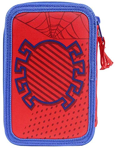 Cerdá, Estuche Plumier Triple con Rotuladores Giotto de Spiderman-Licencia Oficial Marvel Studios Unisex niños, Multicolor, 12.5 X 19.5 X 6.5 CM