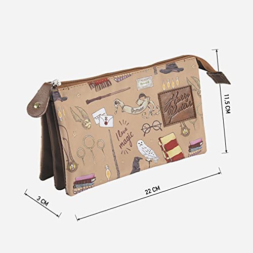 CERDÁ LIFE'S LITTLE MOMENTS, Estuche Harry Potter con 3 Compartimentos-Licencia Oficial Warner Bros para Niñas, Multicolor, Edad recomendada-6 a 14 años