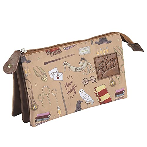 CERDÁ LIFE'S LITTLE MOMENTS, Estuche Harry Potter con 3 Compartimentos-Licencia Oficial Warner Bros para Niñas, Multicolor, Edad recomendada-6 a 14 años