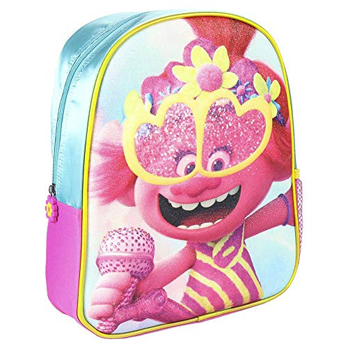 Cerdá, Mochila Infantil Trolls 3D con Purpurina-Licencia Oficial Dreamworks Studios Unisex niños, Multicolor, 260X310X100MM