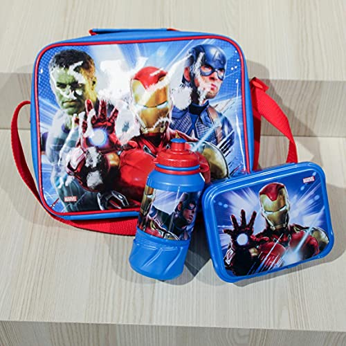 Cerdá - Portameriendas Termico con Botella Infantil y Tupper para Niños de The Avengers - Licencia Oficial Marvel Studios®