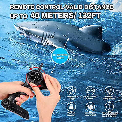 CestMall 2 en 1 Mini RC Pez Juguete Barco de Agua Mejorado Simulado Tiburón Pez Juguete para niños Tiburón Natación Control Remoto Juguete Tiburón Juego de Agua Barco Juguetes