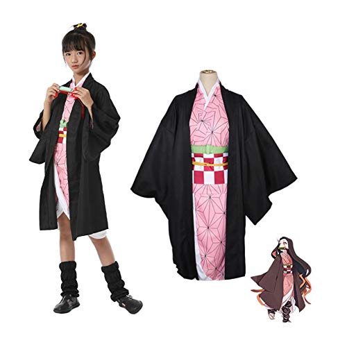 CGBF - Disfraz de Demon Slayer Anime Kimetsu No Yaiba Cosplay Kamado Nezuko Cosplay Disfraz para Niño Halloween Disfraces Comic Game Party Costume, Rosa, 125 ~ 135