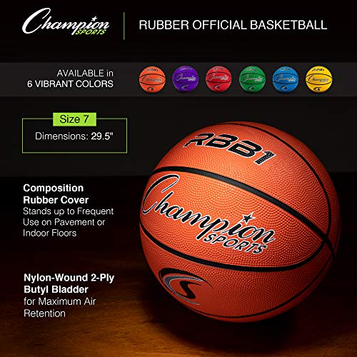 Champion Sport Pro - Balón de Baloncesto de Goma, Color Naranja, tamaño Size 28.5" Diameter