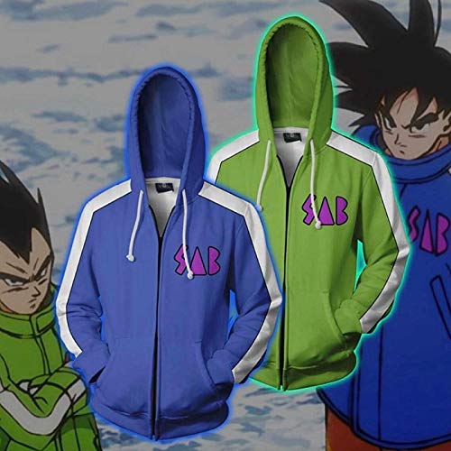 Charous Sudaderas con Capucha de Anime Dragon Ball Cosplay, Sudadera con Cremallera Unisex con impresión 3D Utilizada para Cosplay de Festival o Regalo