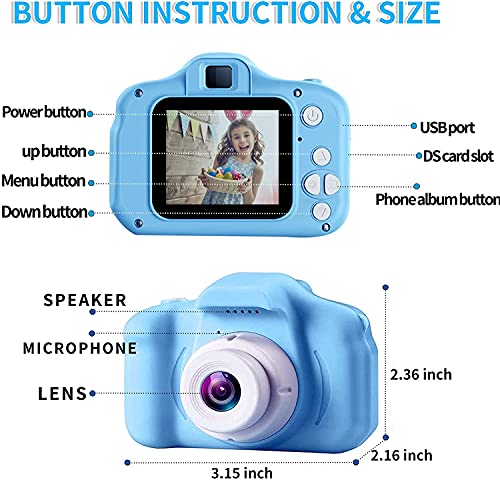 CHENAN Cámara Digital para Niños 1080P Cámara de Fotos para Niños Juguete Regalos Ideales para Niños Niñas de 3-10 Años con Tarjeta de Memoria Micro SD 32GB (Azul)