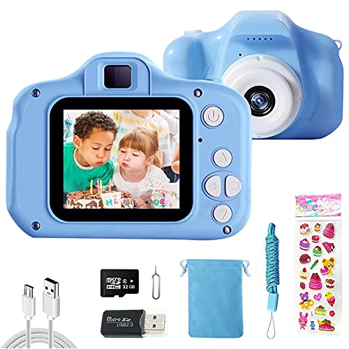 CHENAN Cámara Digital para Niños 1080P Cámara de Fotos para Niños Juguete Regalos Ideales para Niños Niñas de 3-10 Años con Tarjeta de Memoria Micro SD 32GB (Azul)