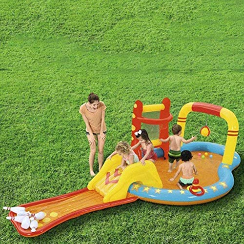 CHICAI Niños tobogán Hinchable Castillo, Spray con Agua Piscina Infantil y Baloncesto Castillo Bowling Diapositivas Castillo Inflable (Tamaño: 14.3ft)