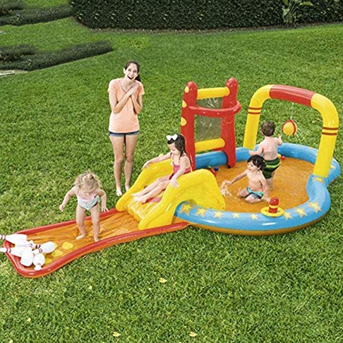 CHICAI Niños tobogán Hinchable Castillo, Spray con Agua Piscina Infantil y Baloncesto Castillo Bowling Diapositivas Castillo Inflable (Tamaño: 14.3ft)