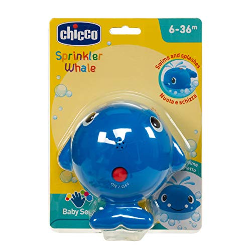 Chicco Ballenita Nada y Salpica - Juguete de Baño para el Agua y Bañera, Ballena con Efecto Fuente, Color Azul, Multicolor, Normal