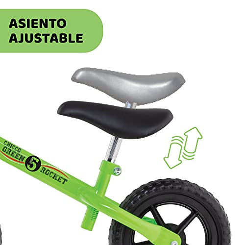 Chicco Bicicleta sin Pedales First Bike para Niños de 2 a 5 Años hasta 25 Kg, Bici para Aprender a Mantener el Equilibrio con Manillar y Sillín Ajustables, Color Verde - para Niños de 2 a 5 Años