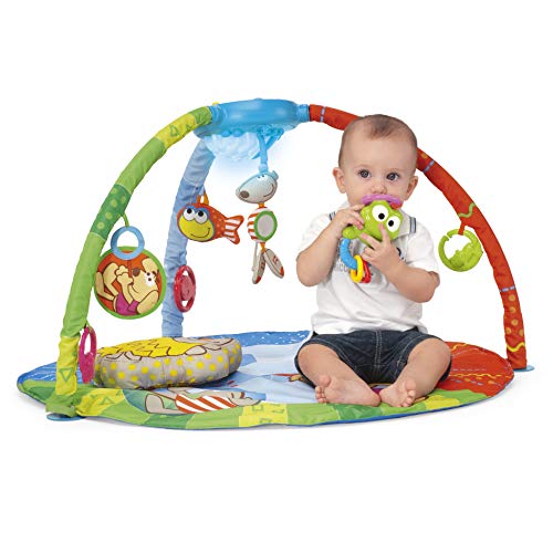 Chicco Bubble Gym, Gimnasio Multifunción para Bebés con Manta de Actividades, Panel de Luces y Sonido, Conexión MP3, 7 Muñecos Colgantes, Melodías y Efectos de Luz – Juguetes Bebé 0+ Meses