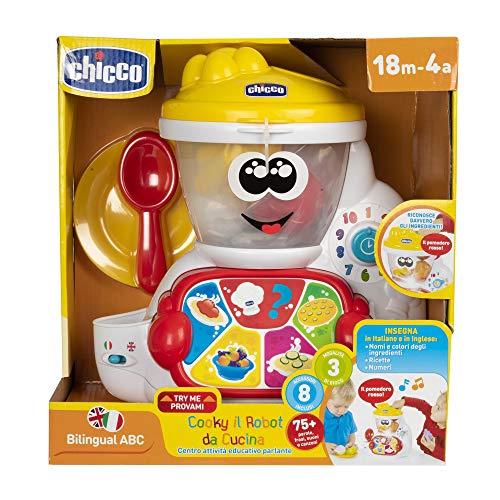 Chicco - Cooky Il Robot de Cocina, Juego electrónico, bilingüe, Edad 18 Meses – 4 años.