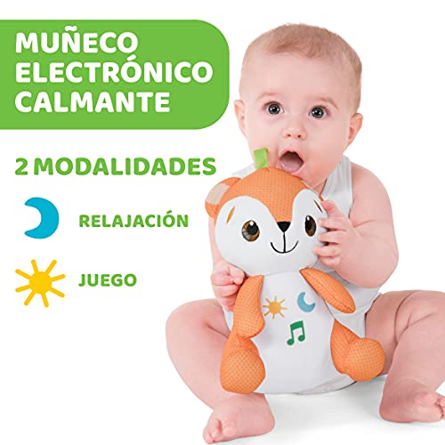 Chicco Descansa y Juega, Gimnasio Multifunción con Arco para Bebés, Manta de Actividades, 5 Muñecos Colgantes Extraíbles, Zorro de Peluche, Música Relajante y Luces Suaves – Juguetes Bebé 0+ Meses