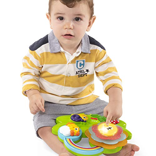 Chicco Flor Sensorial, Juego Educativo Electrónico Apilable, Mesa de Actividades MultiSensorial para Bebés con Música, Luces y Piezas para Encajar - Juguetes para Bebés de 6 a 36 Meses