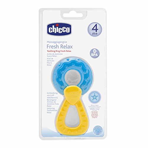 Chicco Fresh Relax, Anillo de Dentición para Encías Sensibles, Mordedor Bebé Refrigerante con Empuñadura Ergonómica - 1 Pieza, Colores Surtidos, Mordedor Bebés Apto a Partir de 4 Meses