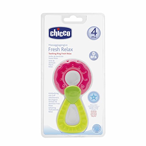 Chicco Fresh Relax, Anillo de Dentición para Encías Sensibles, Mordedor Bebé Refrigerante con Empuñadura Ergonómica - 1 Pieza, Colores Surtidos, Mordedor Bebés Apto a Partir de 4 Meses, Diseño Helado