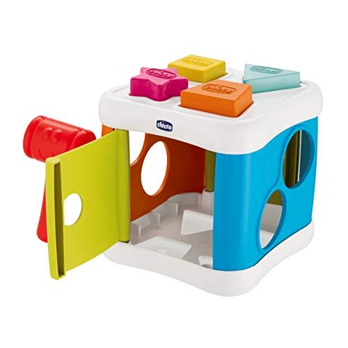 Chicco Multicubo Encajable 2en1 - Juegos De Puzzle Encajables Y Contrucción para Bebés, con Formas, Bolas Y Martillo, Color Multi, 1180 g