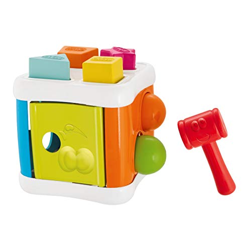 Chicco Multicubo Encajable 2en1 - Juegos De Puzzle Encajables Y Contrucción para Bebés, con Formas, Bolas Y Martillo, Color Multi, 1180 g