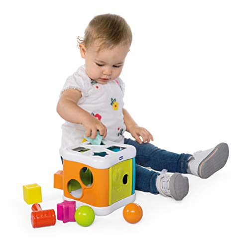 Chicco Multicubo Encajable 2en1 - Juegos De Puzzle Encajables Y Contrucción para Bebés, con Formas, Bolas Y Martillo, Color Multi, 1180 g