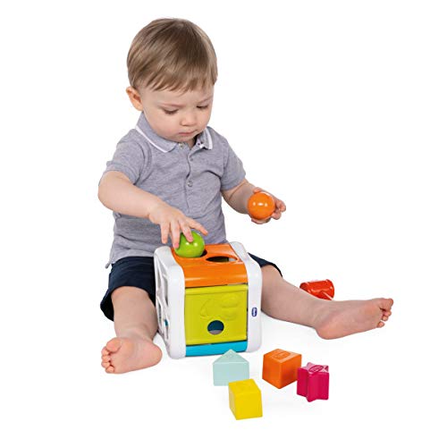 Chicco Multicubo Encajable 2en1 - Juegos De Puzzle Encajables Y Contrucción para Bebés, con Formas, Bolas Y Martillo, Color Multi, 1180 g