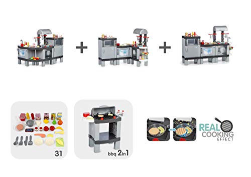 Chicos Cooking XL. Gran Modular Infantil con Efecto de Cocina Real: Los Alimentos cambian de Color Cuando se cocinan en el fogón LED. Incluye 31 Accesorios. (FJNinco 85120)