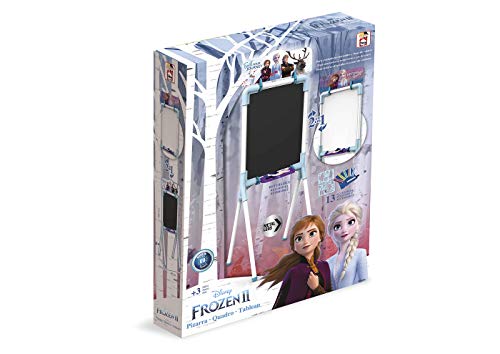 Chicos Disney Pizarra Junior Reversible 2 en 1, Incluye Rotulador, Tizas, un Borrador y una Plantilla de Frozen II, a Partir de 3 Años, Color Azul, 37 x 32.5 x 98 cm (Fábrica de Juguetes 53039)