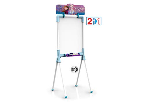 Chicos Disney Pizarra Junior Reversible 2 en 1, Incluye Rotulador, Tizas, un Borrador y una Plantilla de Frozen II, a Partir de 3 Años, Color Azul, 37 x 32.5 x 98 cm (Fábrica de Juguetes 53039)