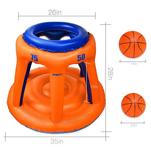 Chnaivy Pool Basketball Hoop Indoor Outdoor Swimming Basketball Hoop Set Best Water Sports Competitive Water Play with Two Ball Included for Kids and Adults