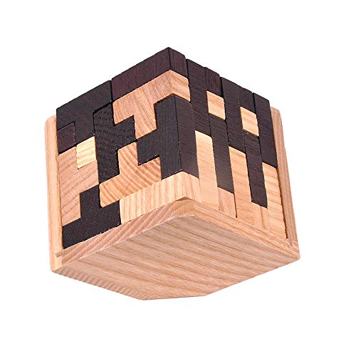 Chonor Cubo Rompecabezas 3D de Madera del Enigma Juego Puzle #7 - Clásica de Cerradura de Brain Teaser Puzzle IQ Juguetes para Niños y Adultos - Idea Perfecta del Regalo y de Decoración