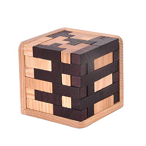 Chonor Cubo Rompecabezas 3D de Madera del Enigma Juego Puzle #7 - Clásica de Cerradura de Brain Teaser Puzzle IQ Juguetes para Niños y Adultos - Idea Perfecta del Regalo y de Decoración