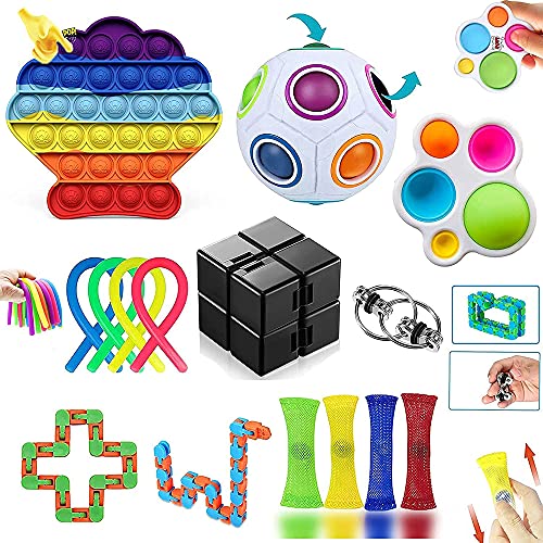 CJRNBU Fidget Toy, Po-p it Fidget Toy Pack para Alivia Estrés y la Ansiedad, Fidget Toys Set Juguetes Antiestres para niños, Recompensas en el Aula de la Escuela, Juguetes para Niños