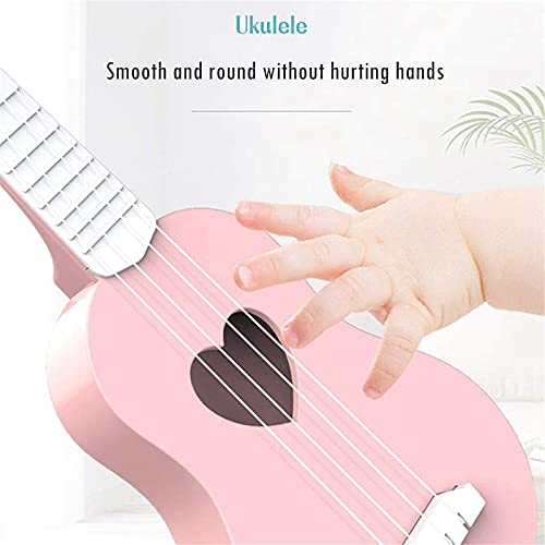 CKMSYUDG Ukelele de juguete de ukelele para principiantes, guitarra para niños, instrumento musical educativo, bonito ukelele, rosa