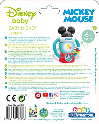 Clementoni-17335 - Baby Mickey - Linterna Interactiva - juguete bebé Disney a partir de 10 meses