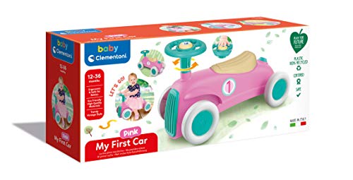 Clementoni-17455 - Mi Primer Coche Rosa - Juguete bebé sostenible a partir de 12 meses