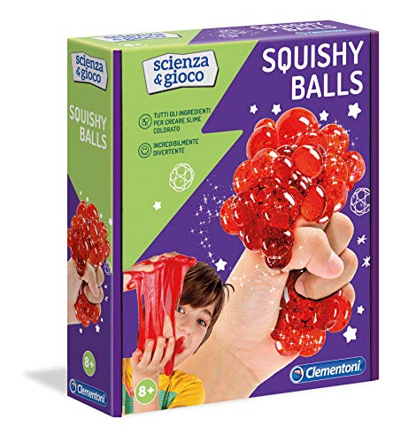 Clementoni - 19145 – Ciencia y Juego – Squishy Balls – Juego científico para niños de 8 años – Laboratorio científico Bolas – Kit de experimentos Italiano, Multicolor