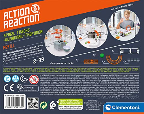 Clementoni-19168 - Action&Reaction Pistas en espiral - pistas para construir, accesorio a partir de 8 años