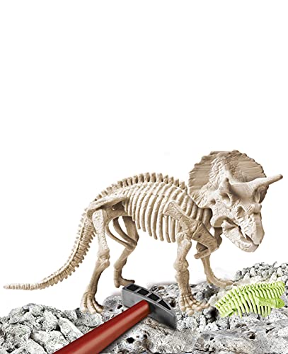 Clementoni-55031 - Arqueojugando Triceratops fosforescente - juego científico para excavar y montar dinosaurios a partir de 7 años