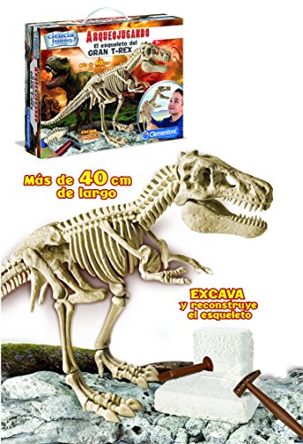 Clementoni-55109 - Arqueojugando El esqueleto del Gran T-Rex - juego científico para excavar y montar dinosaurios a partir de 7 años