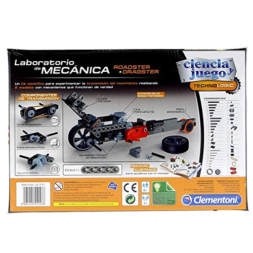 Clementoni-55157 - Mechanics - Roadster + Dragster - juego de construcciones mecánica a partir de 8 años