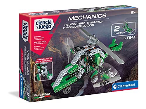 Clementoni-55158 - Mechanics - Helicoptero trirritor + Aerodeslizador - juego de construcciones mecánica a partir de 8 años