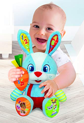 Clementoni-55320 - Valentín, el Conejo Parlanchín - peluche interactivo para bebés a partir de 10 meses