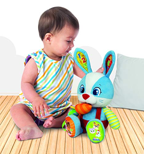 Clementoni-55320 - Valentín, el Conejo Parlanchín - peluche interactivo para bebés a partir de 10 meses