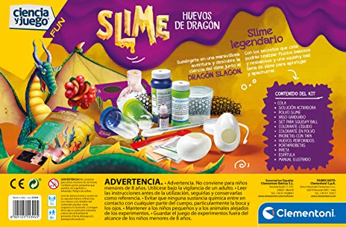 Clementoni-55394 - Slime Huevos de Dragones - Juego científico a Partir de 8 años