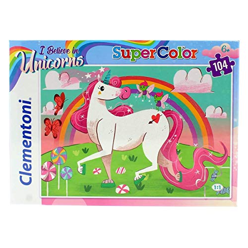 Clementoni-Clementoni-27109-Supercolor-Unicorno Brilliant-104 Puzzle 104 Piezas Unicornios, Multicolor (27109.2)