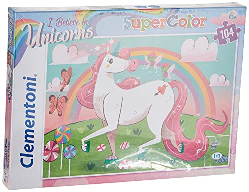 Clementoni-Clementoni-27109-Supercolor-Unicorno Brilliant-104 Puzzle 104 Piezas Unicornios, Multicolor (27109.2)