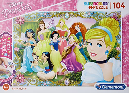 Clementoni Disney Puzzle 104 Piezas con Joyas Princess, Multicolor, única (20147.1)